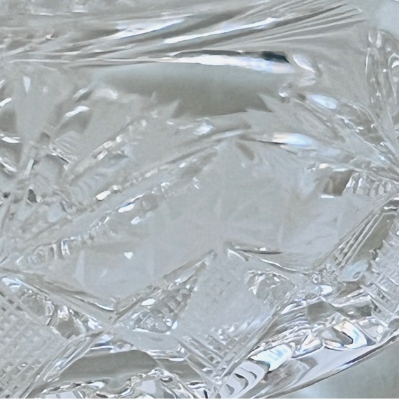 Vintage Lead Cut Crystal Heavy Bon Bon Candy Box Dish 2 Pc Clear with Etching - Picture 10 of 14